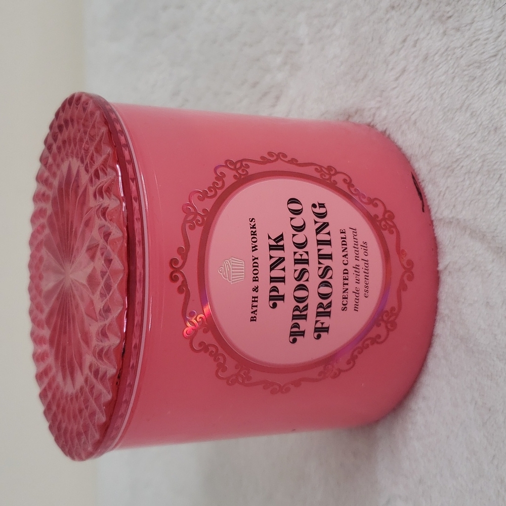 Bath & Body Works Pink Prosecco Frosting Candle 3 Wick Large Scented 14.5 oz NEW